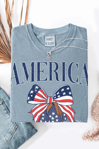 AMERICA WASHED GRAPHIC TEE-VINTAGE BLUE