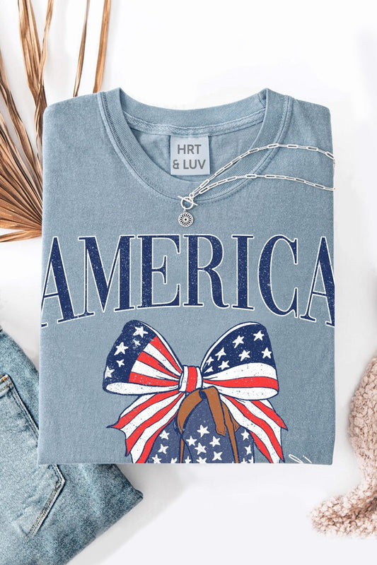 AMERICA WASHED GRAPHIC TEE-VINTAGE BLUE