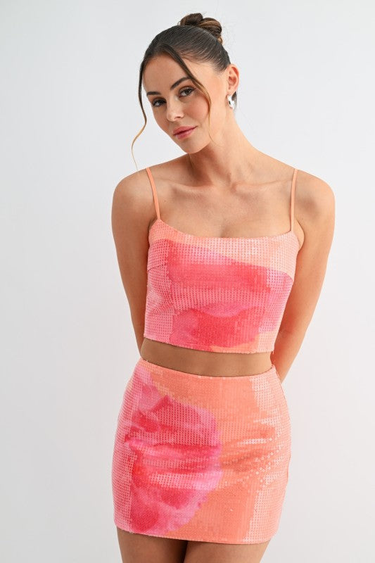 Sunset Glow Sequin Skirt Set