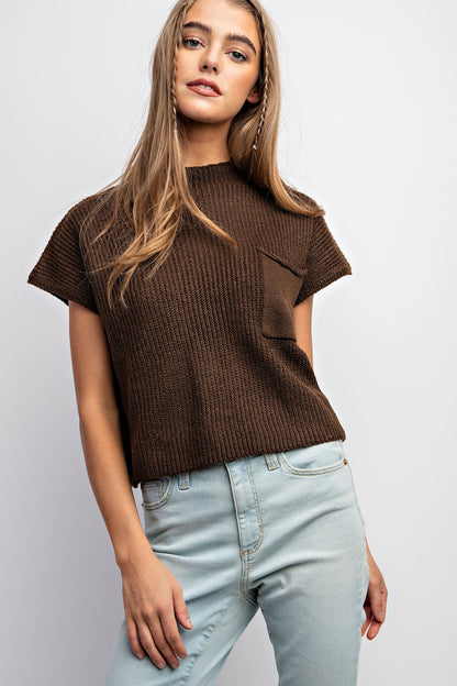 Shoulder Drop Rib-Knit Sweater Top