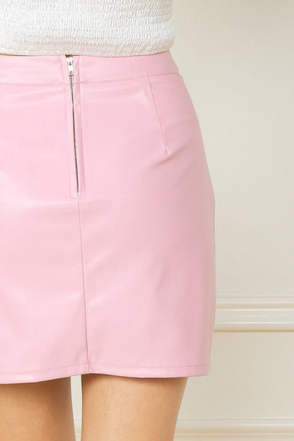 Bubblegum Pink Faux Leather Mini Skirt