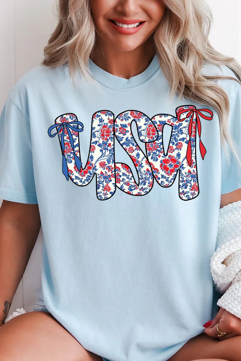 Floral USA Graphic Tee