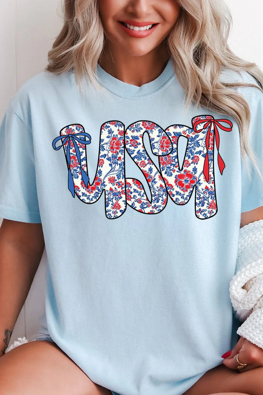 Floral USA Graphic Tee