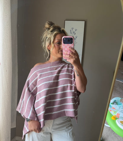 Boat Neck Poncho Sweater Top