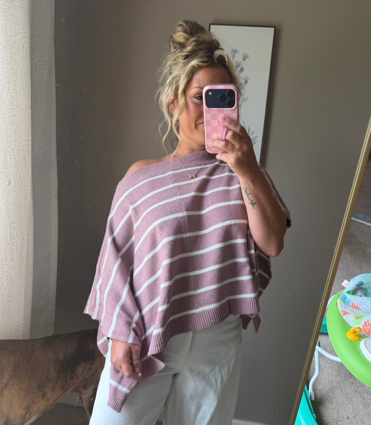 Boat Neck Poncho Sweater Top