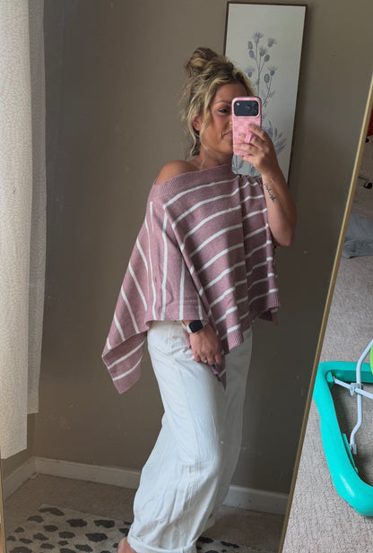 Boat Neck Poncho Sweater Top