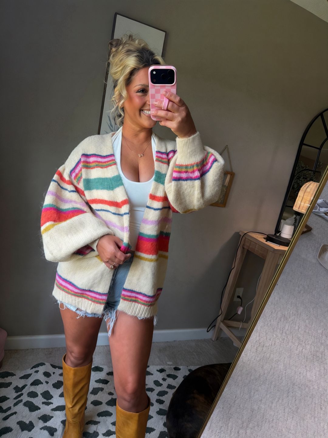 SUNSET CARNIVAL STRIPE COZY RELAXED CARDIGAN