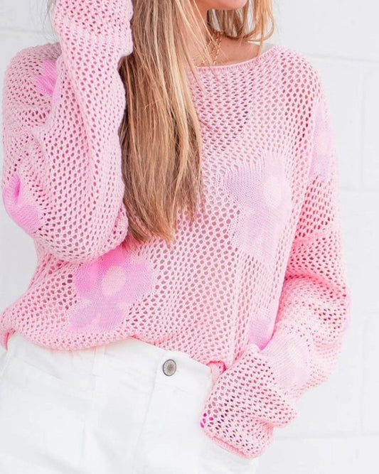 Pink Daisy Knit Sweater