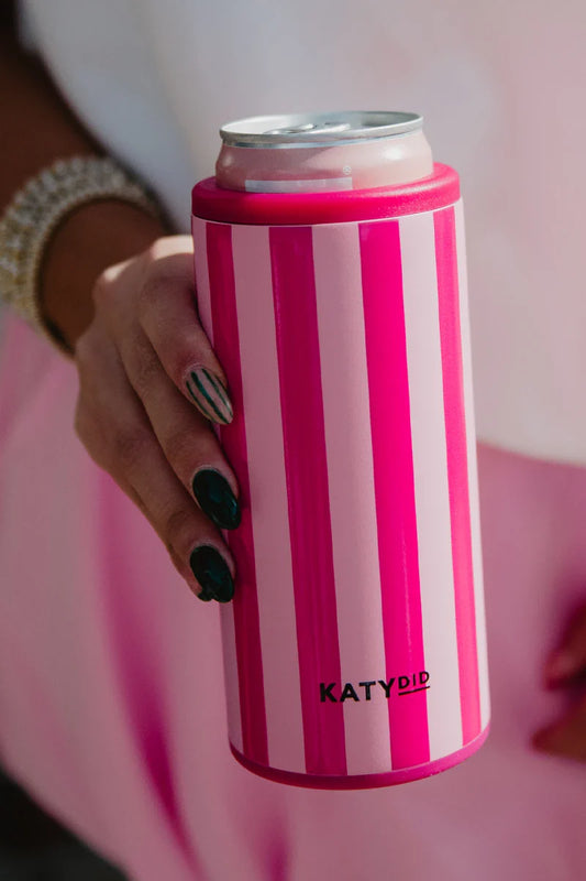 Pink Stiped Slim Can Cooler