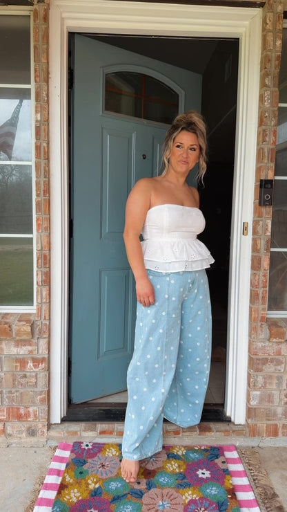 You Make Me Happy Dotted Barrel Jeans