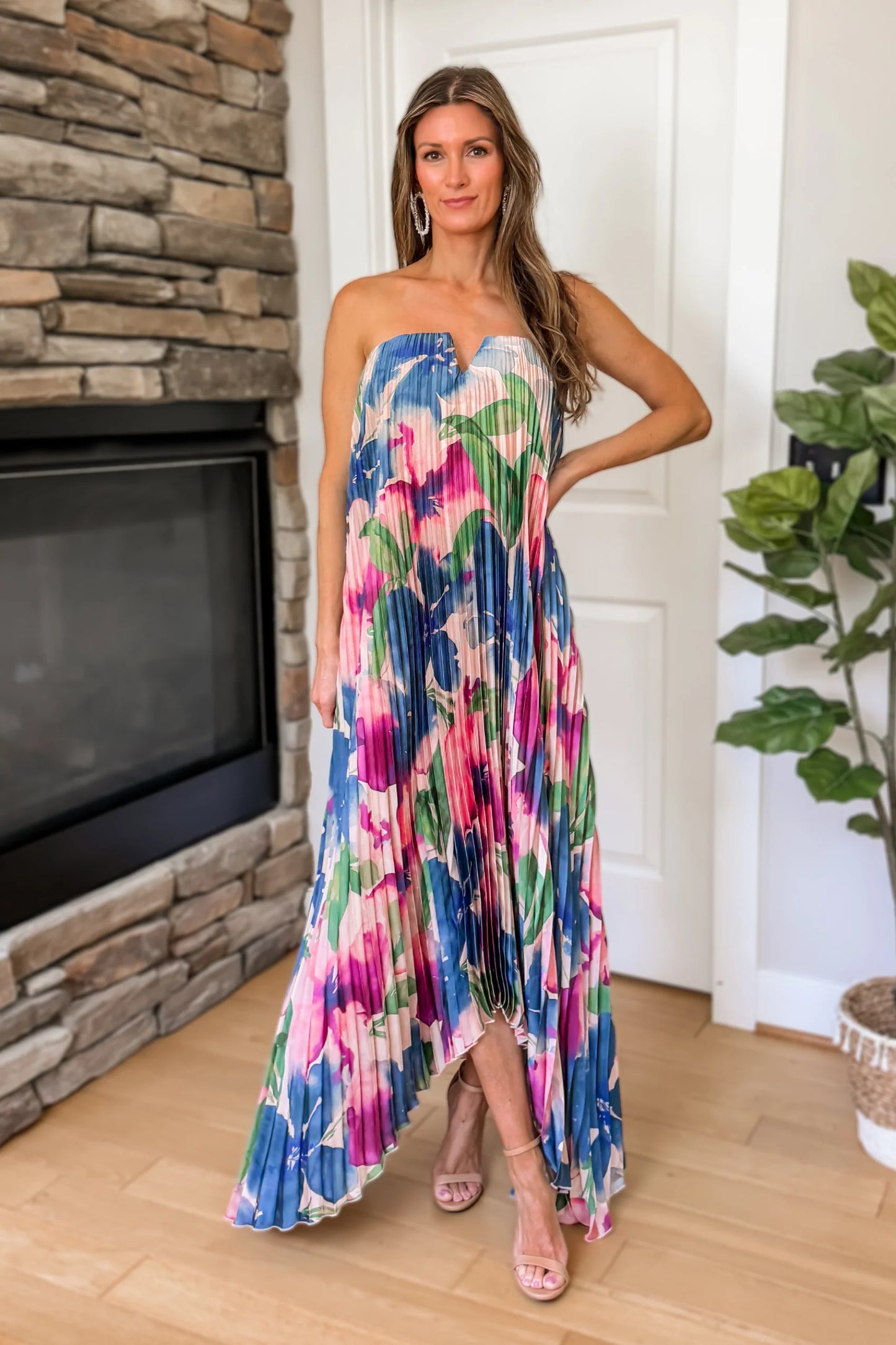 Meadowlark Pleated Maxi Column Dress